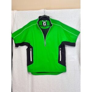 FJ FootJoy DryJoys Short Sleeve‎ Golf Pullover Jacket Mens Medium Green Black
